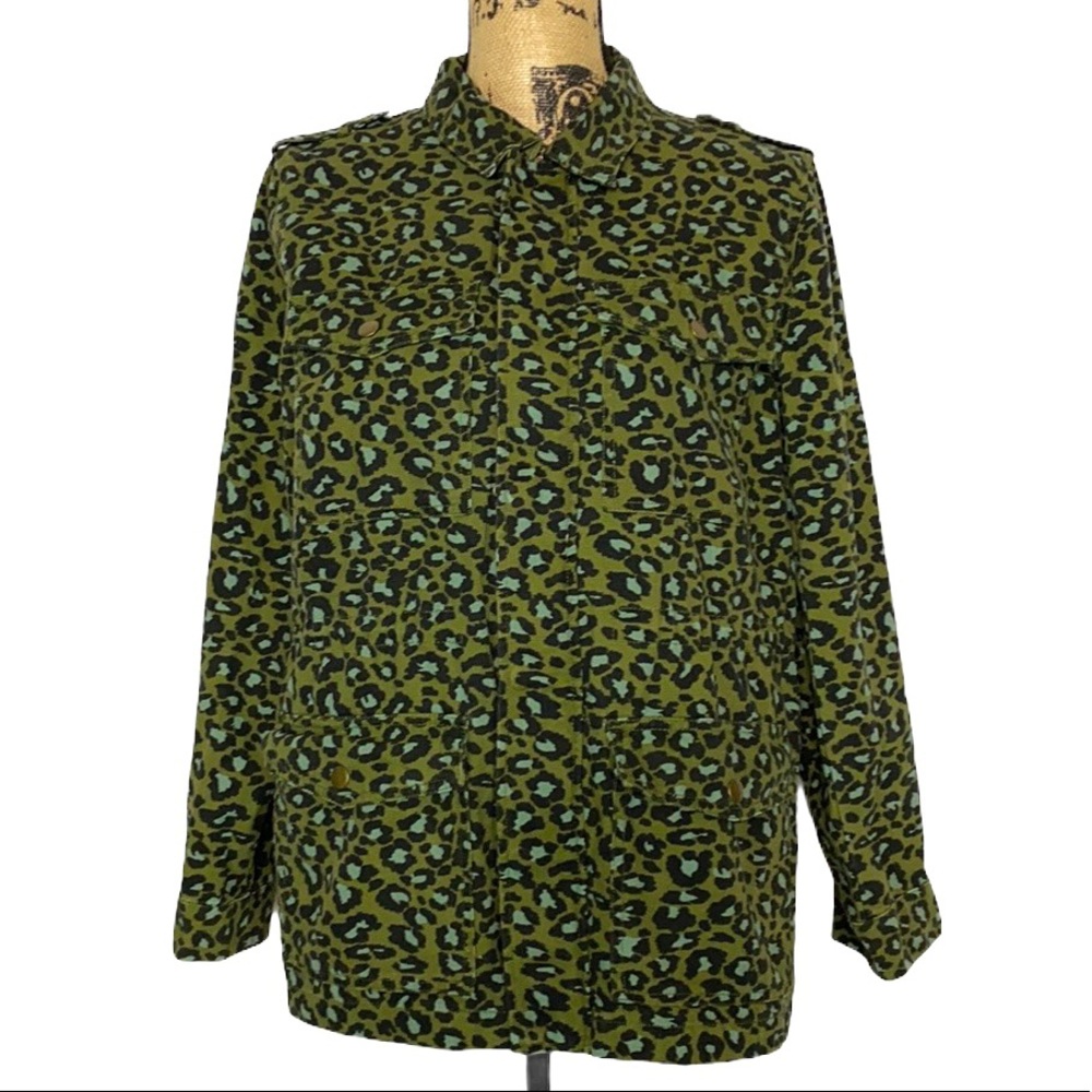 Forever 21 Green Camo Zipper Drawstring Waist Utility Jacket M